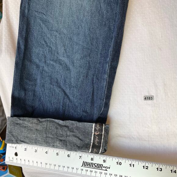 Baby Phat Women Denim Shorts size 11 Blue Mid Rise Stretch Chino Boyfriend - Picture 6 of 12